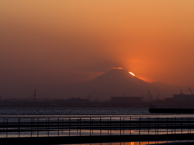 ふなばし三番瀬のダイヤモンド富士2015年2月15日③